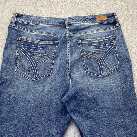 Seven 7 Womens Size 20 Dark Wash Stretch Embroidered Pockets Denim,Straight - Picture 13 of 16
